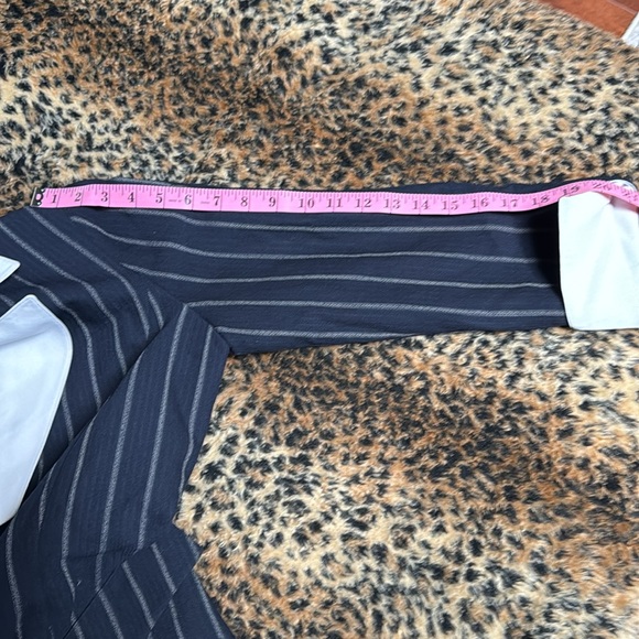 The ULTIMATE POWER SUIT Vintage Thierry Mugler Navy White pinstripe suit S40 - Picture 12 of 12